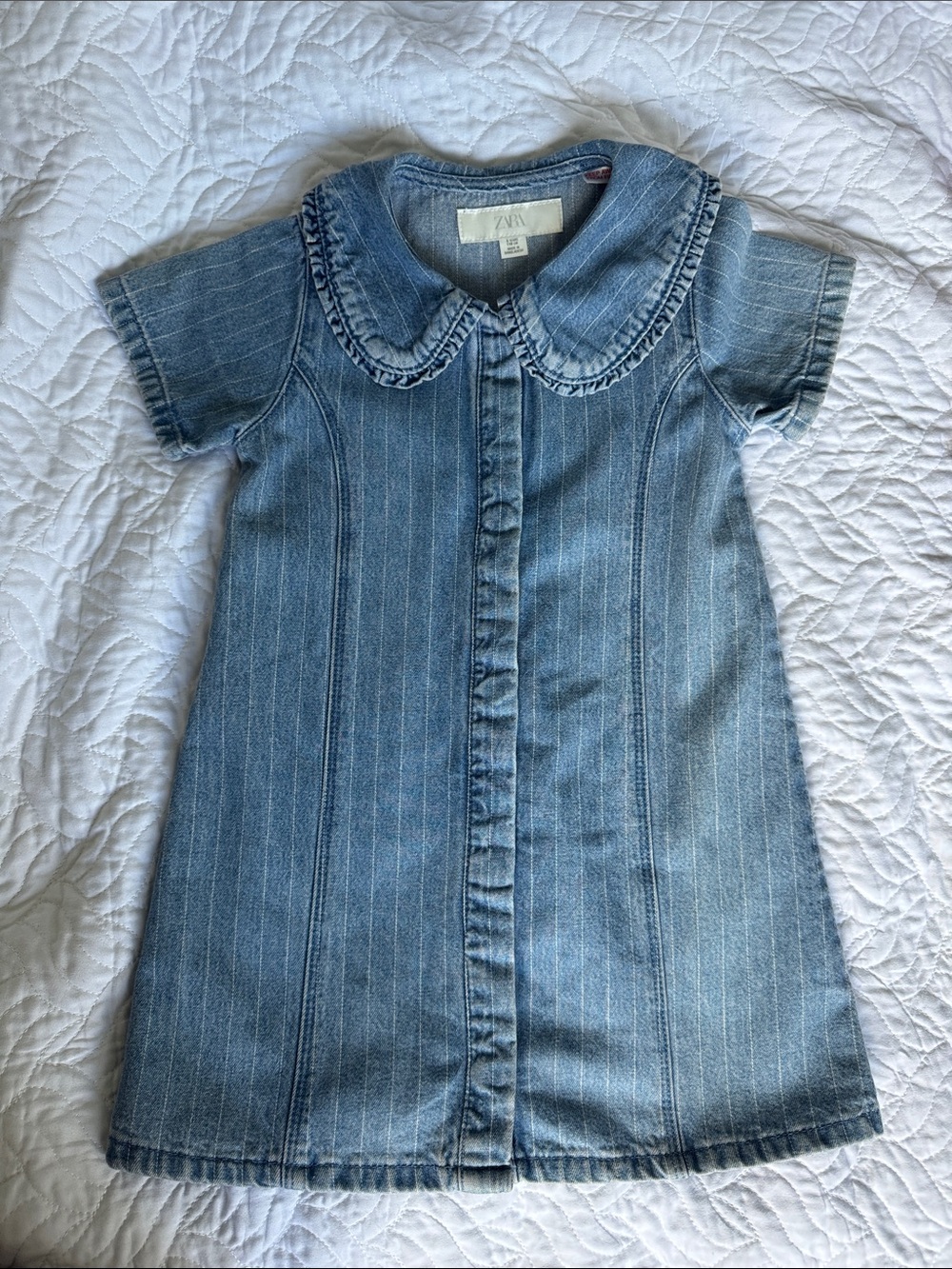 Zara Kids Denim Dress with Peter Pan Collar - Light Blue
